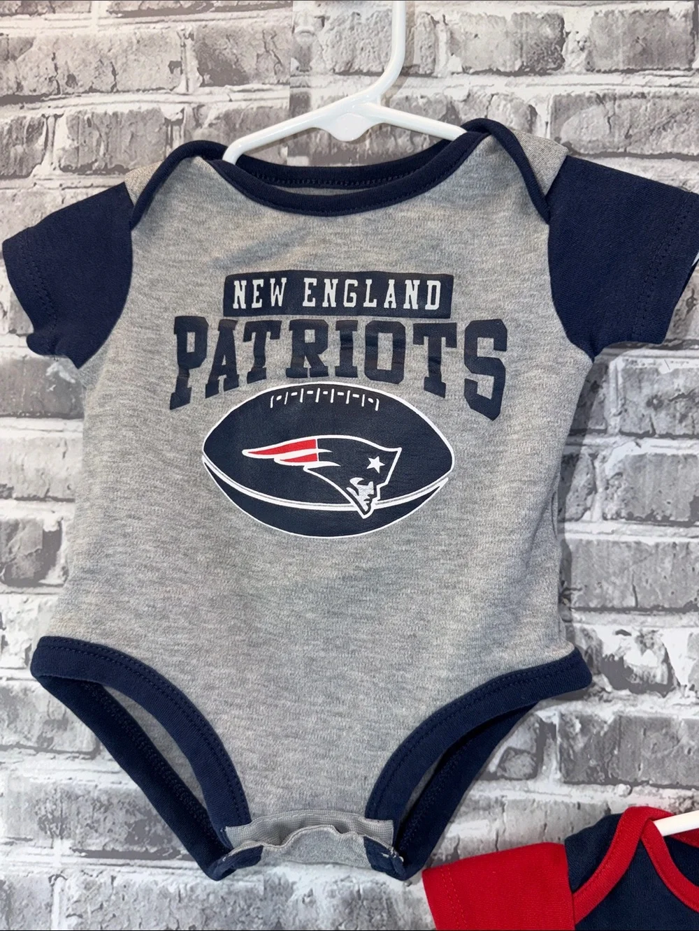 NFL New England Patriots Baby Bodysuit 3-Pack — Red, Navy, Gray